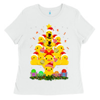 White duck rubber duck christmas tree duckie and quack christmas 123 Ladies Tee - ArtMosaic