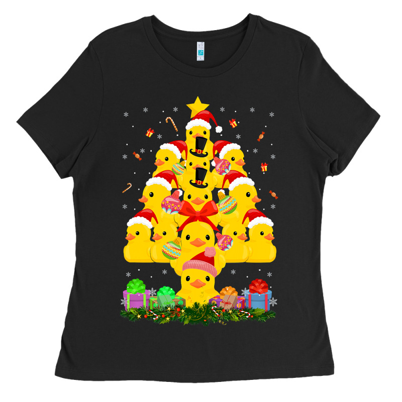 Duck Rubber Duck Christmas Tree Duckie And Quack Christmas 123 Ladies Tee by ArtMosaic | Teevron