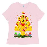 Bubblegum Pink duck rubber duck christmas tree duckie and quack christmas 123 Ladies Tee - ArtMosaic