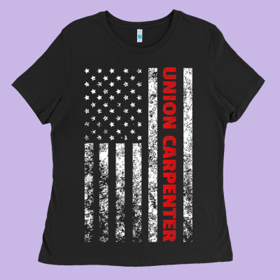 Union Carpenter With A Vintage American Flag For Fans Ladies Tee Designed By Artmosaic