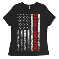 Black Union Carpenter With A Vintage American Flag For Fans Ladies Tee - ArtMosaic
