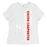 White Union Carpenter With A Vintage American Flag For Fans Ladies Tee - ArtMosaic