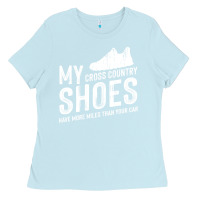 Baby Blue cross country running   xc run runner pullover hoodie Ladies Tee - ArtMosaic