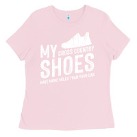 Bubblegum Pink cross country running   xc run runner pullover hoodie Ladies Tee - ArtMosaic