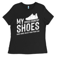 Black cross country running   xc run runner pullover hoodie Ladies Tee - ArtMosaic