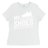 White cross country running   xc run runner pullover hoodie Ladies Tee - ArtMosaic