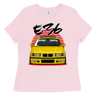 Bubblegum Pink Yellow E36 Ladies Tee - ArtMosaic