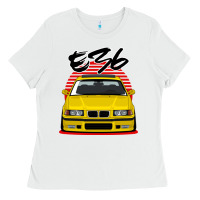 White Yellow E36 Ladies Tee - ArtMosaic