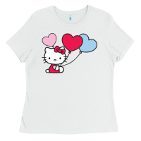White kitty Ladies Tee - ArtMosaic