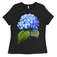 Black Blue  hydrangea Ladies Tee - ArtMosaic