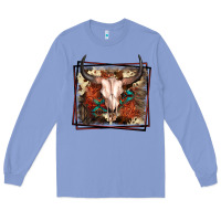 Colony Blue Western Bull Skull Long Sleeve Tee - FaDigitalArtStudio