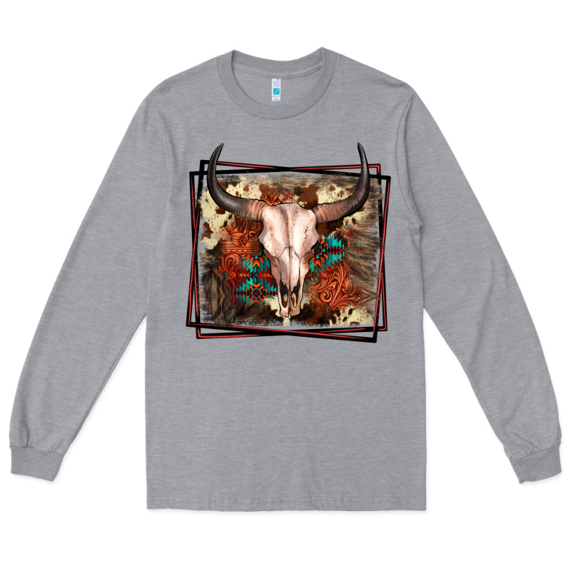 Western Bull Skull Long Sleeve Tee by FaDigitalArtStudio | Teevron
