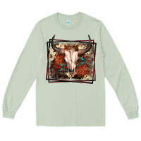 Matcha Western Bull Skull Long Sleeve Tee - FaDigitalArtStudio