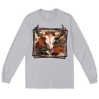 Moon Dust Western Bull Skull Long Sleeve Tee - FaDigitalArtStudio