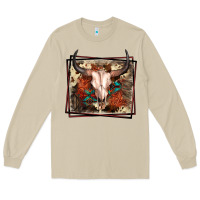 Mushroom Western Bull Skull Long Sleeve Tee - FaDigitalArtStudio