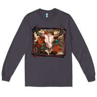 Smoke Western Bull Skull Long Sleeve Tee - FaDigitalArtStudio