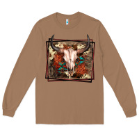 Toasted Coconut Western Bull Skull Long Sleeve Tee - FaDigitalArtStudio