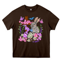 Chocolate Brown Easter eggs and Bunny with Cross Easter Day Heavy Core Tee - HowdyJamesFarm