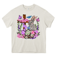 Cream Easter eggs and Bunny with Cross Easter Day Heavy Core Tee - HowdyJamesFarm