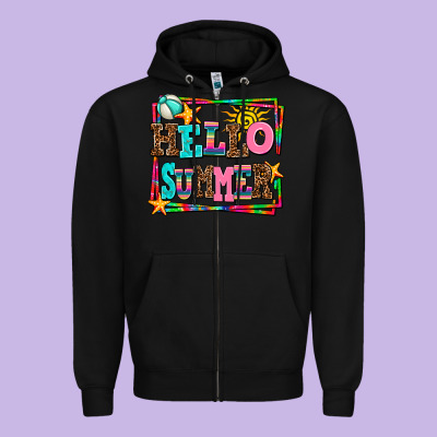 Hello Summer Zipper Hoodie Designed By Adodesignshop