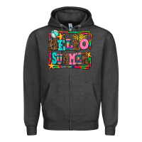 Charcoal Heather hello summer Zipper Hoodie - AdoDesignShop