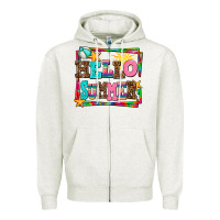 Oatmeal Heather hello summer Zipper Hoodie - AdoDesignShop