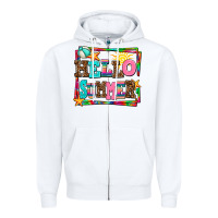 White hello summer Zipper Hoodie - AdoDesignShop