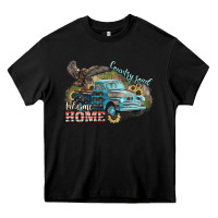 Black Truck USA country road take me home 4th of july Heavy Core Tee - HowdyJamesFarm