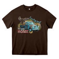 Chocolate Brown Truck USA country road take me home 4th of july Heavy Core Tee - HowdyJamesFarm
