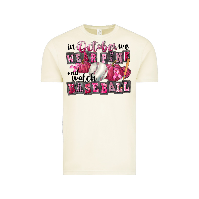 In October We Wear Pink And Watch Baseball Vintage Tee by FaDigitalArtStudio | Teevron