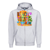 Heather Grey beach vibes Zipper Hoodie - AdoDesignShop