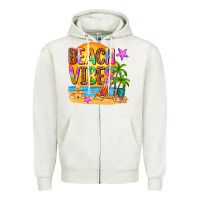 Oatmeal Heather beach vibes Zipper Hoodie - AdoDesignShop