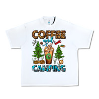 White Coffee And Camping Frappe Urban Heavy Tee - FaDigitalArtStudio