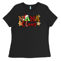 Black Nana Claus Christmas Lights And Gifts mother's day Ladies Tee - HowdyJamesFarm