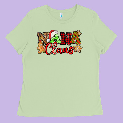 Nana Claus Christmas Lights And Gifts Mother's Day Ladies Tee Designed By Howdyjamesfarm