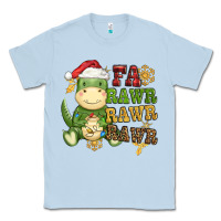 Dusty Blue watercolor t rex fa rawr rawr rawr christmas Classic Tee - CowGirlArtShop