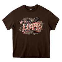 Chocolate Brown Love America 4th of july Heavy Core Tee - HowdyJamesFarm