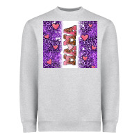 Heather Grey purple leopard pink mama hearts Heavyweight Sweatshirt - AdoDesignShop