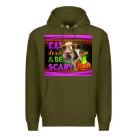 Army Green eat drink and be scary cow Premium Hoodie - LillyAllenDesigns