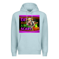 Blue Mist eat drink and be scary cow Premium Hoodie - LillyAllenDesigns