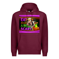 Burgundy eat drink and be scary cow Premium Hoodie - LillyAllenDesigns