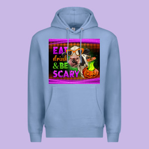 Eat Drink And Be Scary Cow Premium Hoodie Designed By Lillyallendesigns