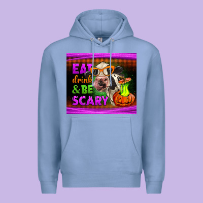 Eat Drink And Be Scary Cow Premium Hoodie Designed By Lillyallendesigns