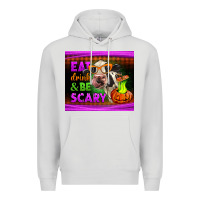 Dove Grey eat drink and be scary cow Premium Hoodie - LillyAllenDesigns