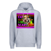 Heather Grey eat drink and be scary cow Premium Hoodie - LillyAllenDesigns