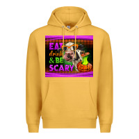 Mustard eat drink and be scary cow Premium Hoodie - LillyAllenDesigns
