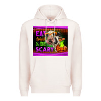 Pale Pink eat drink and be scary cow Premium Hoodie - LillyAllenDesigns
