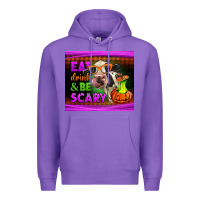 Purple eat drink and be scary cow Premium Hoodie - LillyAllenDesigns