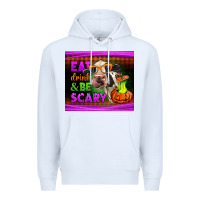 White eat drink and be scary cow Premium Hoodie - LillyAllenDesigns