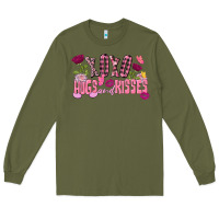 Army Green Xoxo Hugs And Kisses Valentine's Day Long Sleeve Tee - FaDigitalArtStudio
